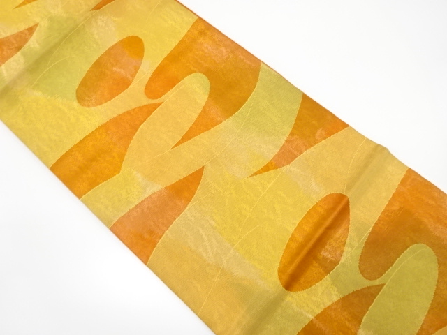 抽象模様織り出し開き名古屋帯（額縁仕立て）